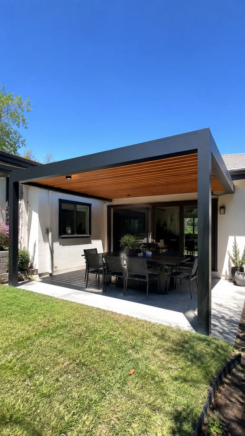 Pérgola adosada para terraza — trabajo de herrería de Hierro Fach